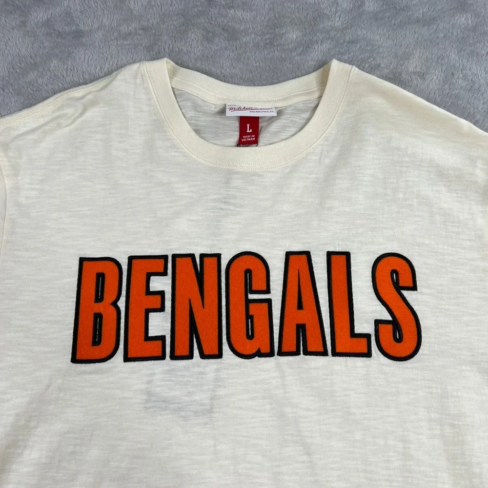 Mitchell & Ness Bengals Heritage Slub Tee L Cream Men NFL Throwback Vintage Logo